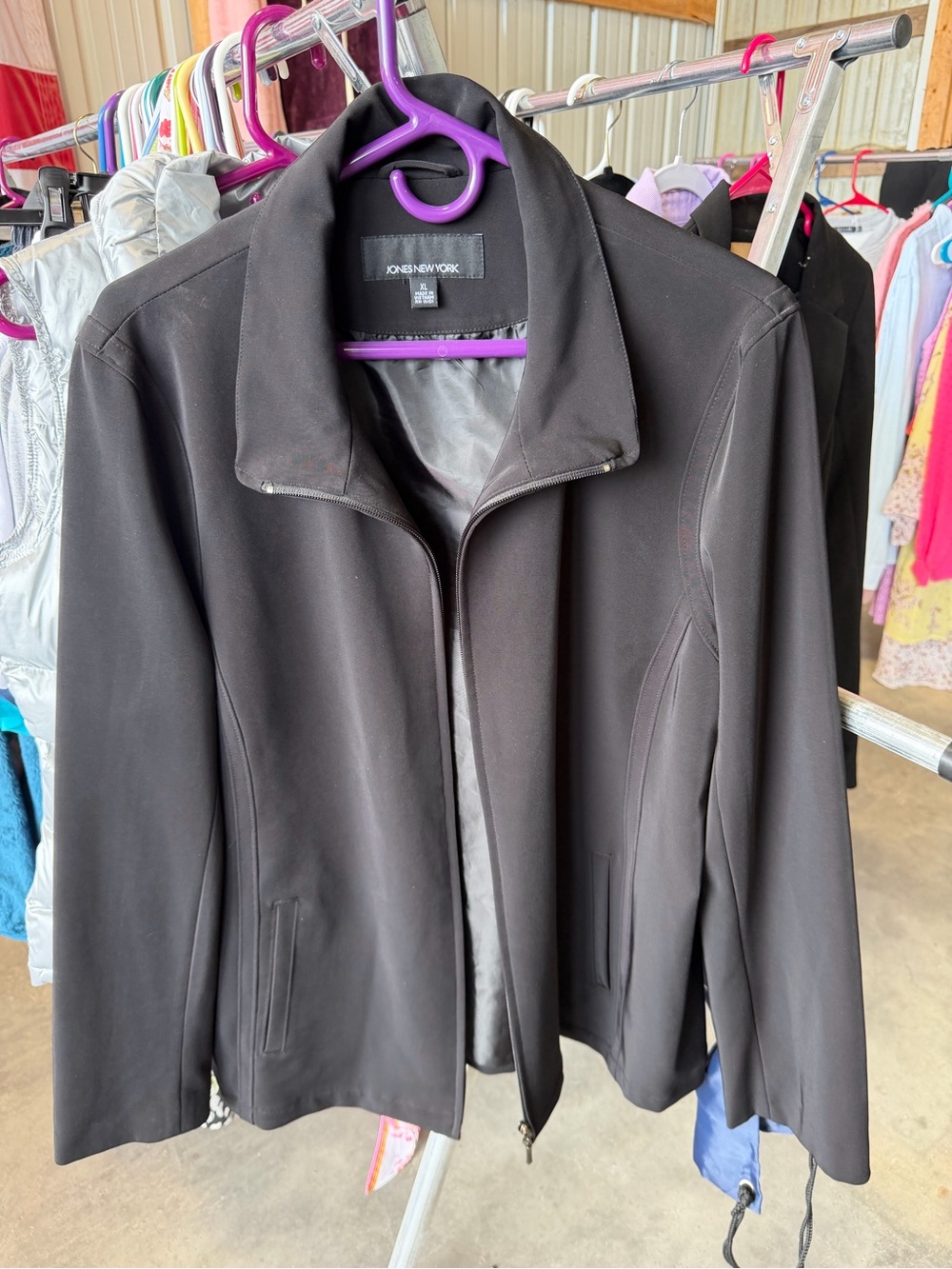 Jones New York Black Zip-Up Women's Blazer Jacket